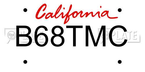 B68TMC California License Plate