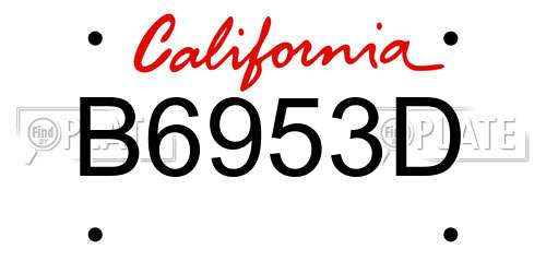 B6953D California License Plate