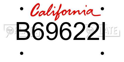 B69622I California License Plate