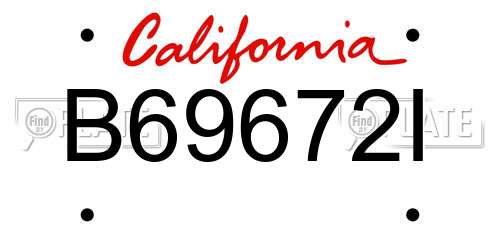 B69672I California License Plate