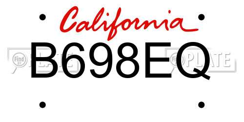 B698EQ California License Plate