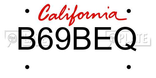 B69BEQ California License Plate