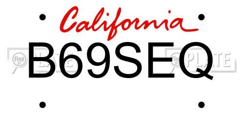 B69SEQ California License Plate
