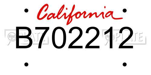 B702212 California License Plate