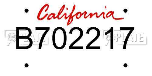 B702217 California License Plate