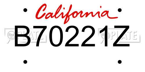 B70221Z California License Plate