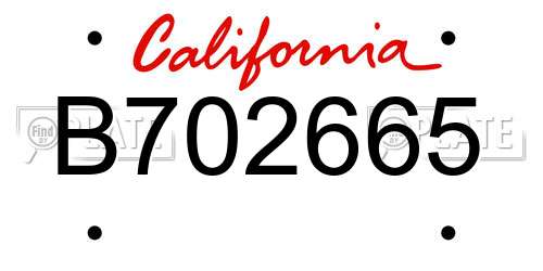 B702665 California License Plate
