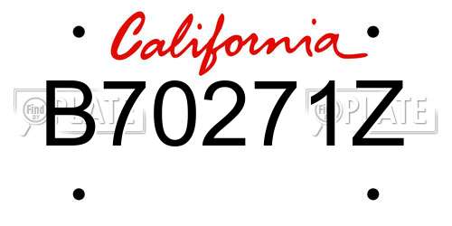 B70271Z California License Plate