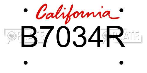 B7034R California License Plate