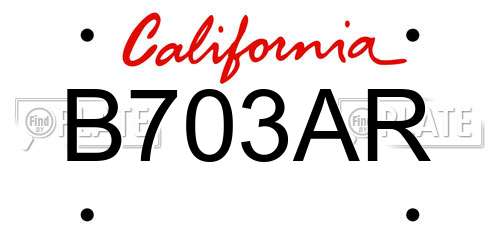 B703AR California License Plate