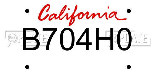 B704H0 California License Plate