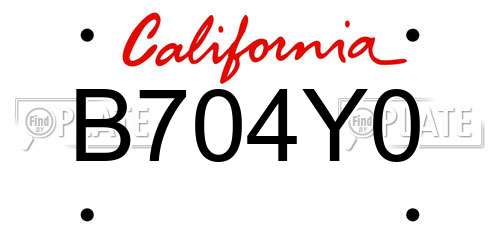 B704Y0 California License Plate