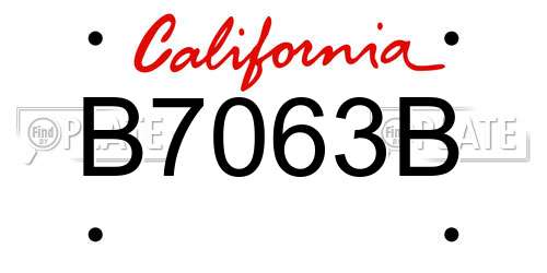 B7063B California License Plate