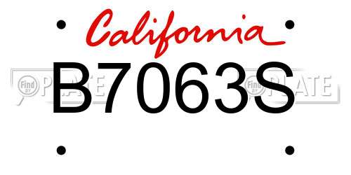 B7063S California License Plate