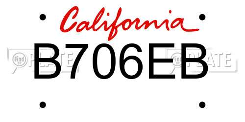 B706EB California License Plate