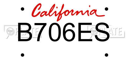B706ES California License Plate