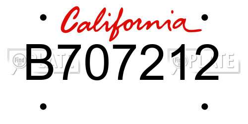 B707212 California License Plate