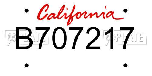 B707217 California License Plate