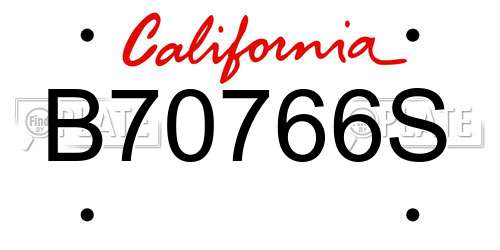 B70766S California License Plate