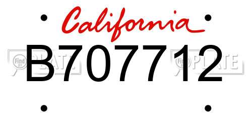 B707712 California License Plate