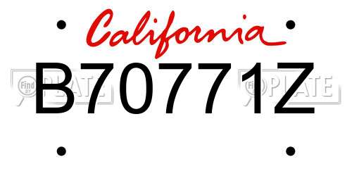 B70771Z California License Plate