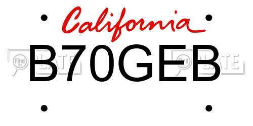 B70GEB California License Plate