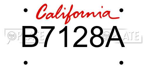 B7128A California License Plate