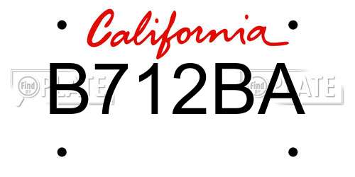 B712BA California License Plate