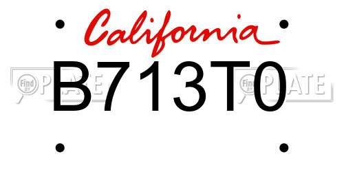 B713T0 California License Plate