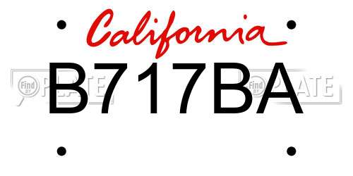 B717BA California License Plate