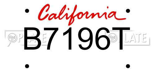 B7196T California License Plate