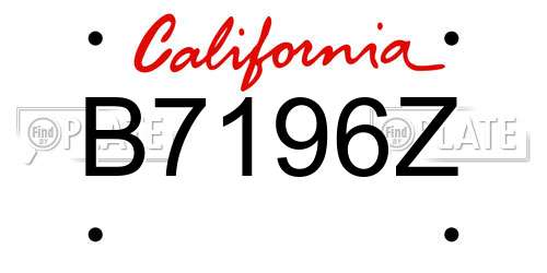 B7196Z California License Plate