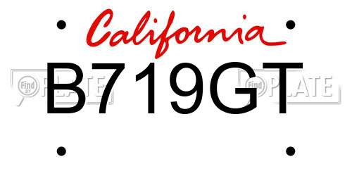 B719GT California License Plate