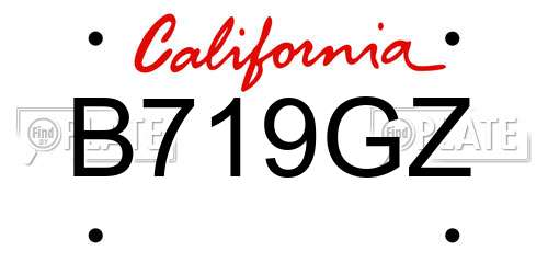 B719GZ California License Plate