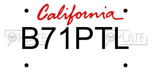 B71PTL California License Plate