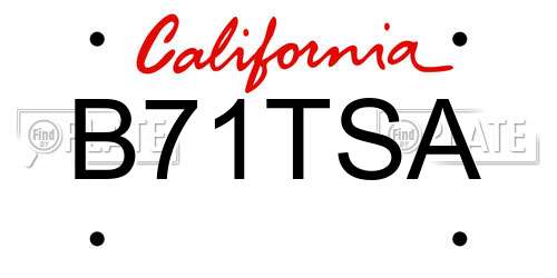 B71TSA California License Plate