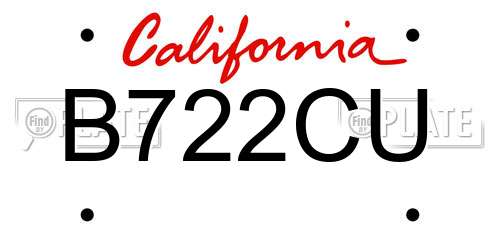 B722CU California License Plate