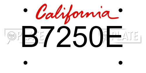 B7250E California License Plate