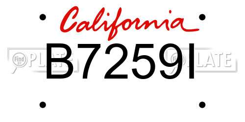 B7259I California License Plate