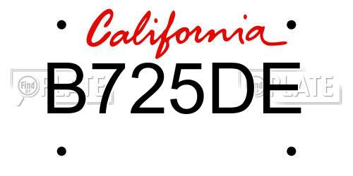 B725DE California License Plate