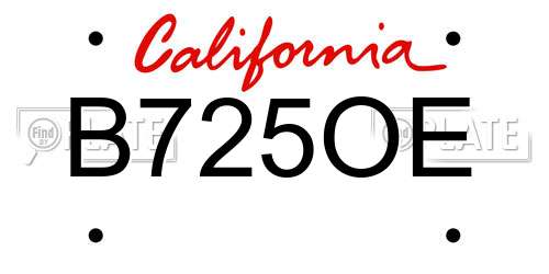 B725OE California License Plate