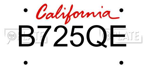 B725QE California License Plate