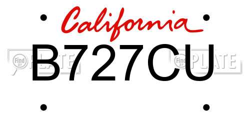 B727CU California License Plate