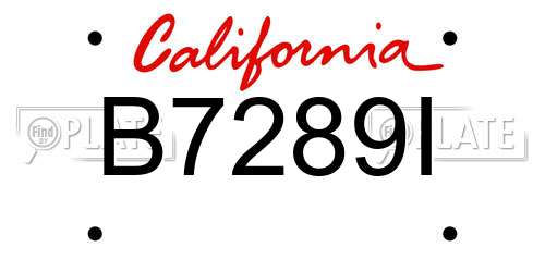 B7289I California License Plate