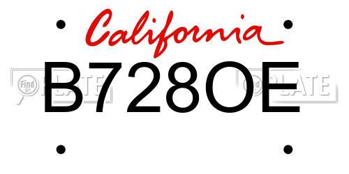 B728OE California License Plate