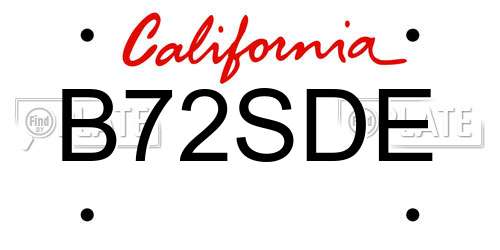 B72SDE California License Plate