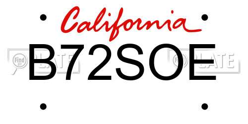 B72SOE California License Plate