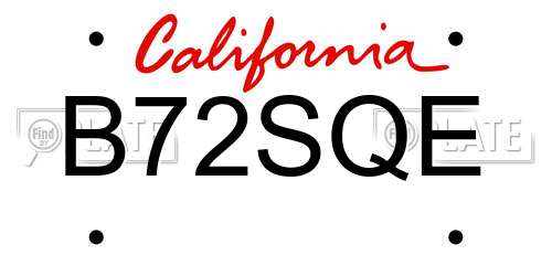 B72SQE California License Plate