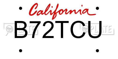 B72TCU California License Plate