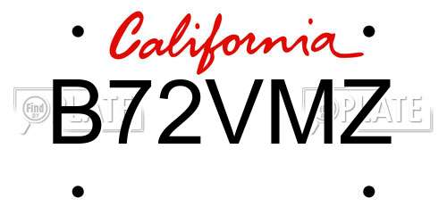 B72VMZ California License Plate